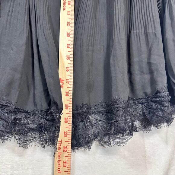 Chelsea28 Medium Black Smocked Lace Top Balloon Sleeve Pleated‎ Formal Sexy Goth - Picture 10 of 10